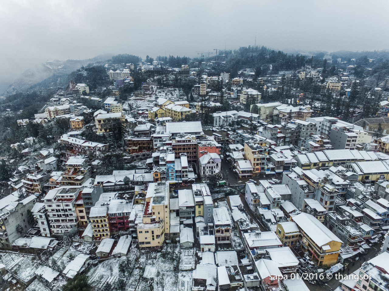 Seen from sky: Vietnam’s Sa Pa blanketed with snow
