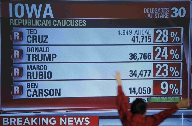 Republican Cruz beats Trump in Iowa presidential race, Rubio takes third place