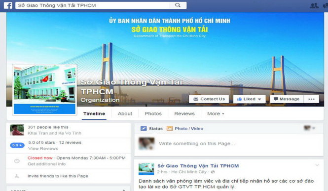 Ho Chi Minh City transport dept uses Facebook to listen to citizens’ grievances