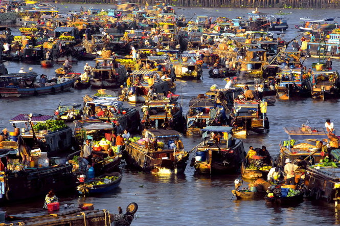 The Cai Rang floating market in the southern Vietnamese city of Can Tho.