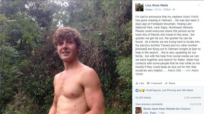 British man missing while hiking in Vietnam