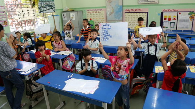 Kids in Vietnam are all geared up for summer… school