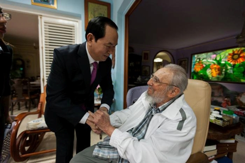 Vietnamese president meets former Cuban leader Fidel Castro