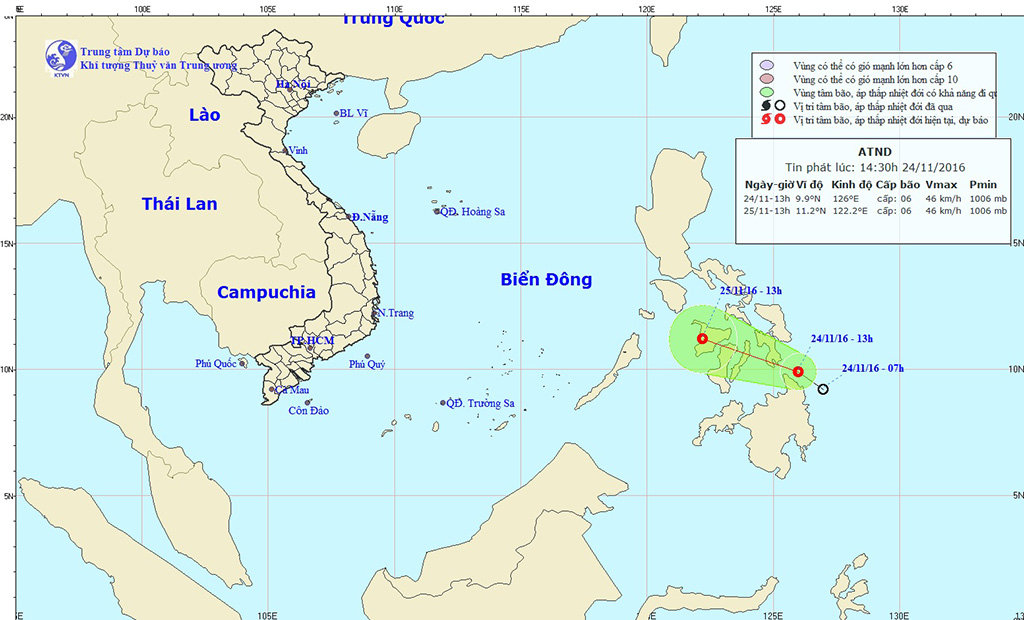 Tropical depression to enter East Vietnam Sea