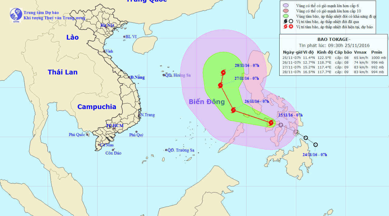 Tropical storm Tokage to impact East Vietnam Sea this weekend