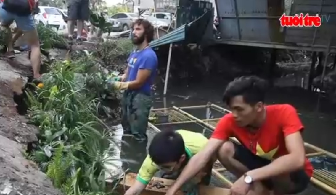 Canal cleaned up by kind American in Hanoi