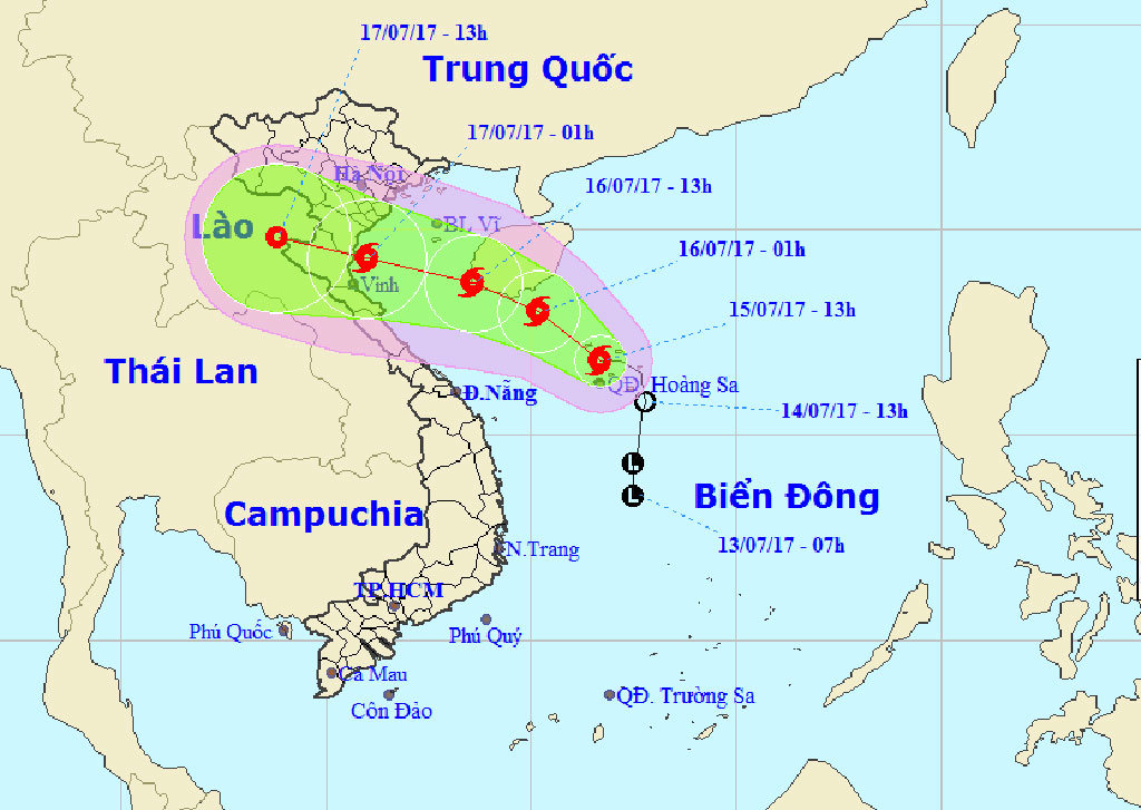 Tropical storm to bring downpours to central Vietnam tonight