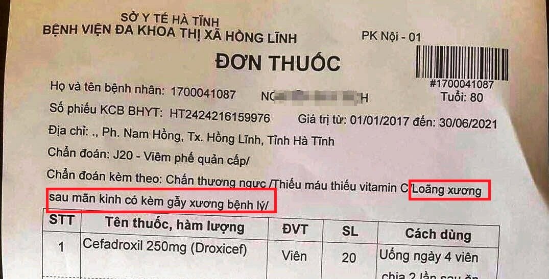 Vietnam man, 80, diagnosed with postmenopausal osteoporosis