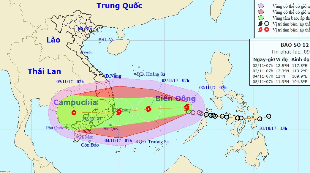 ​Tropical depression strengthens to storm, heads toward south-central Vietnam