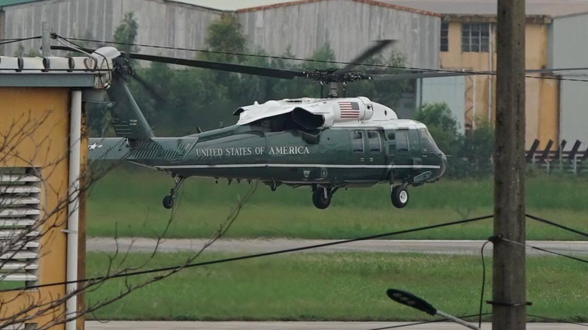 Marine One chopper performs test flight in Da Nang ahead of Trump visit