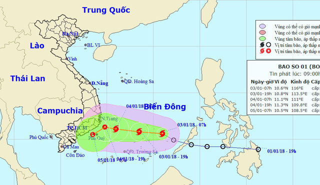 ​2018’s first storm enters East Vietnam Sea