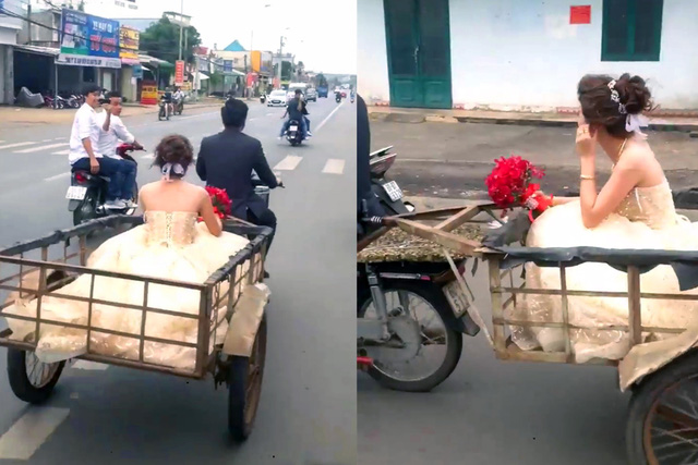 Video of Vietnamese man carrying putative bride on motorcycle trailer provokes criticism