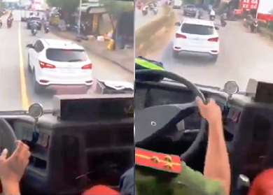 Vietnamese driver fined for not giving way to on-duty fire truck