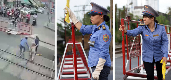 In Vietnam, guards drag woman out of railway seconds before train comes