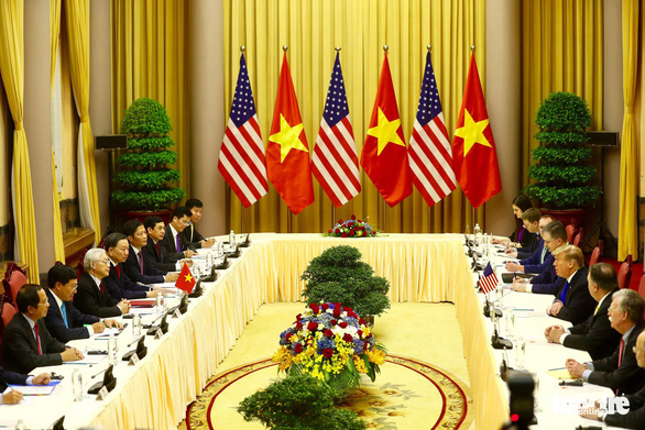 Top Vietnamese leader holds talks with US president in Hanoi