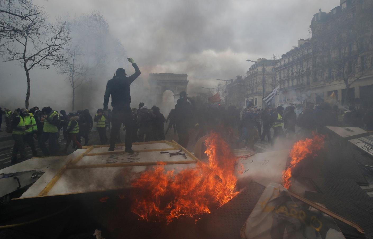 French violence flares as yellow vest protests enter fourth month