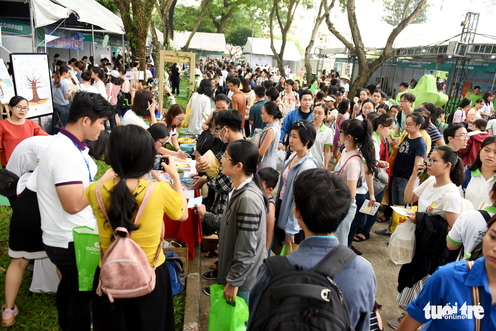 Visitors exchange old books for trees at Ho Chi Minh City green fest