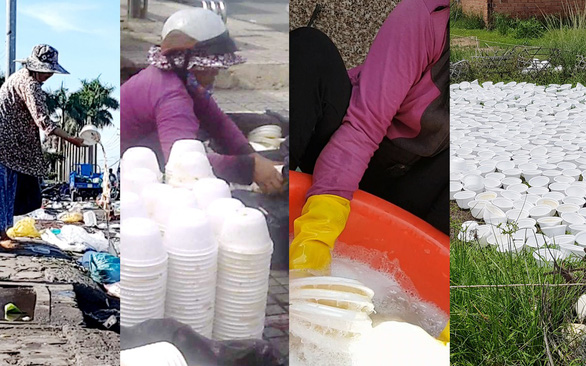 Disposable foam bowls found reused in Ho Chi Minh City