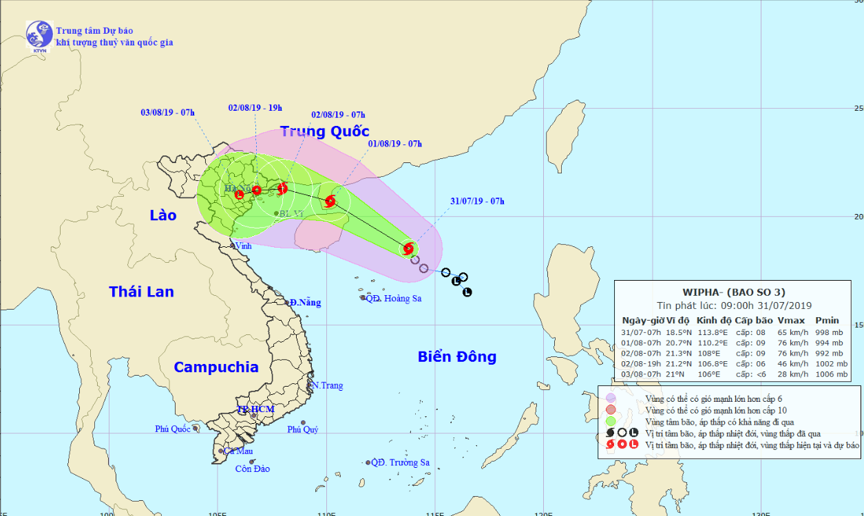 Tropical Storm Wipha heads to northern Vietnam