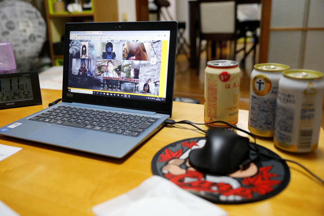 Virtual Cheers! Japan's 'nomikai' goes online for coronavirus time