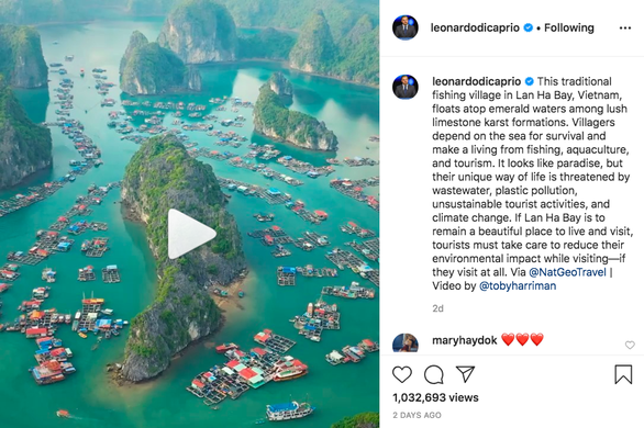 DiCaprio’s Instagram post about Vietnamese bay hits million views