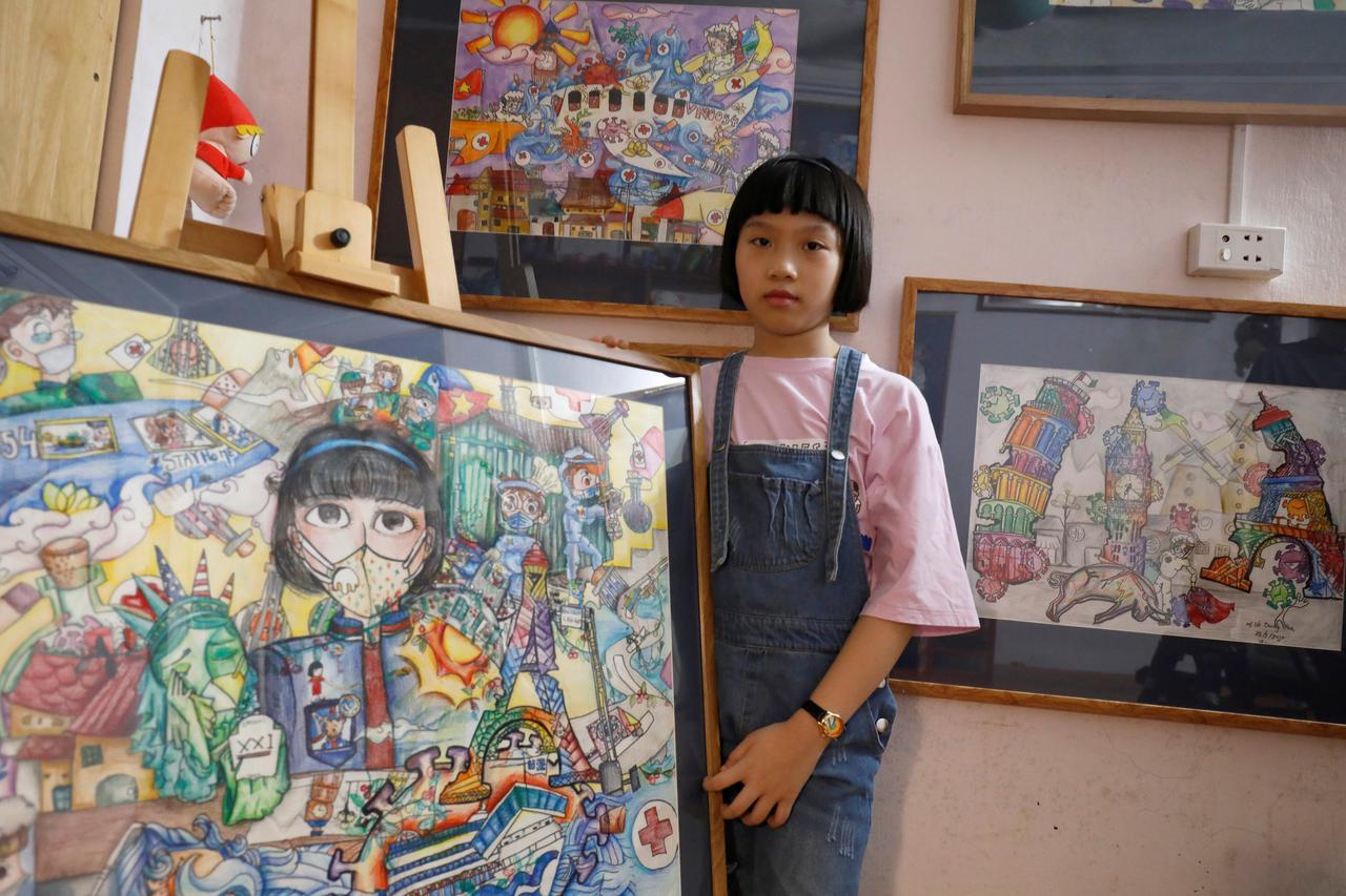 Vietnam schoolgirl creates art from the chaos of the coronavirus