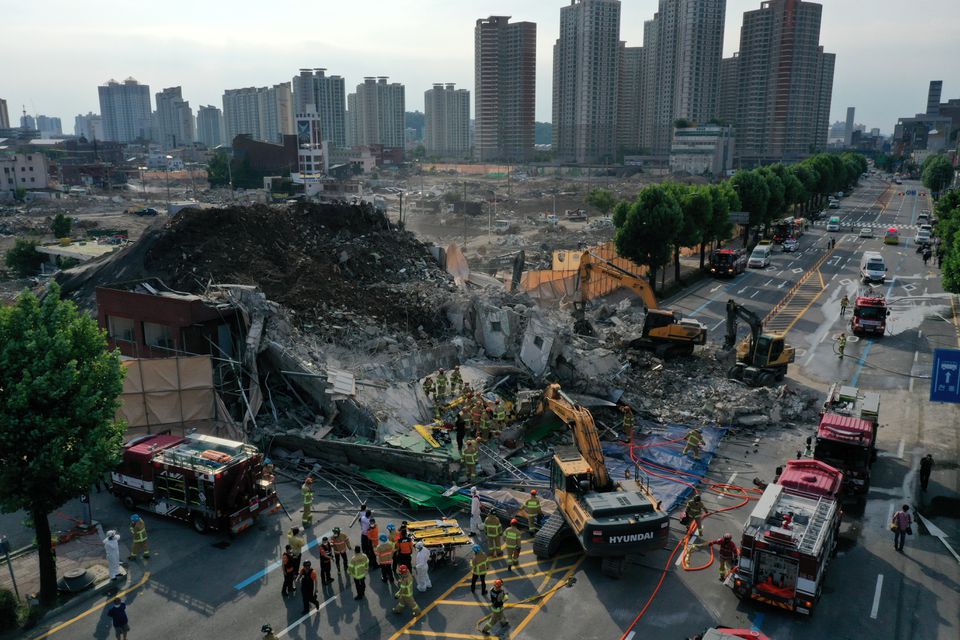 South Korea building collapses suddenly during demolition, killing 9