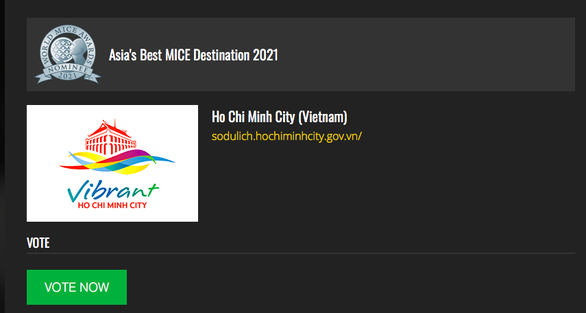 Ho Chi Minh City in race for Asia’s Best MICE Destination Award 2021