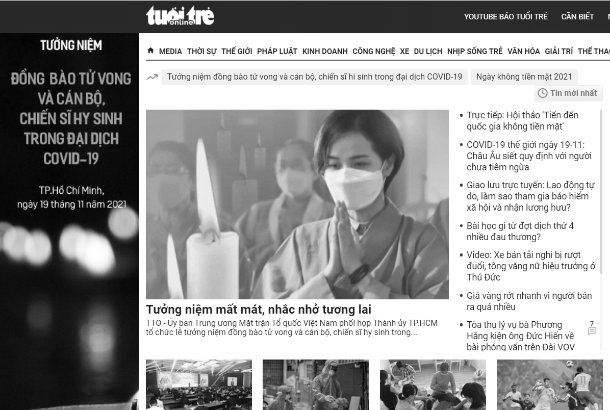 Vietnamese newspapers go black and white to commemorate COVID-19 victims
