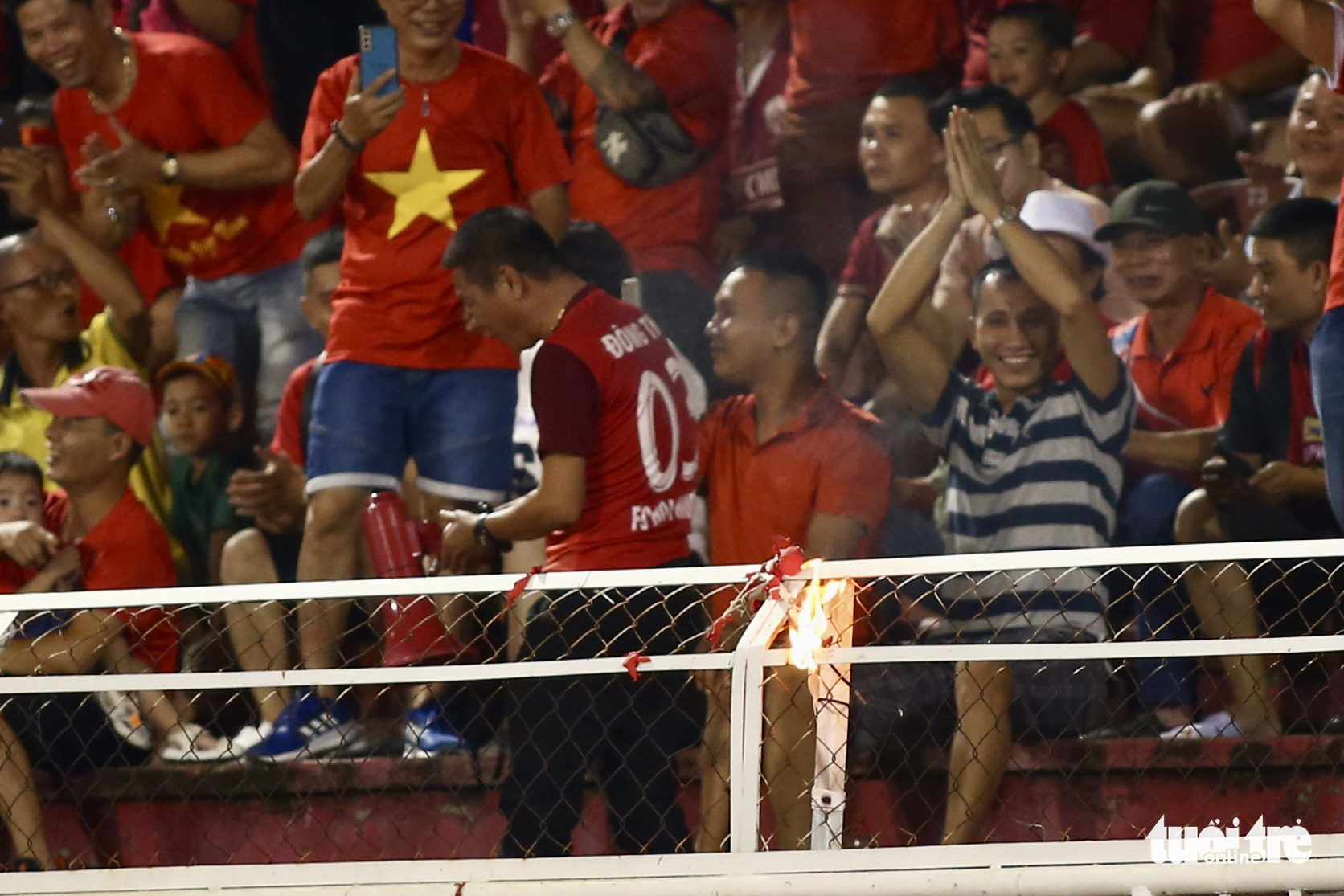 Man hospitalized with burned face as balloons explode in Ho Chi Minh City football game