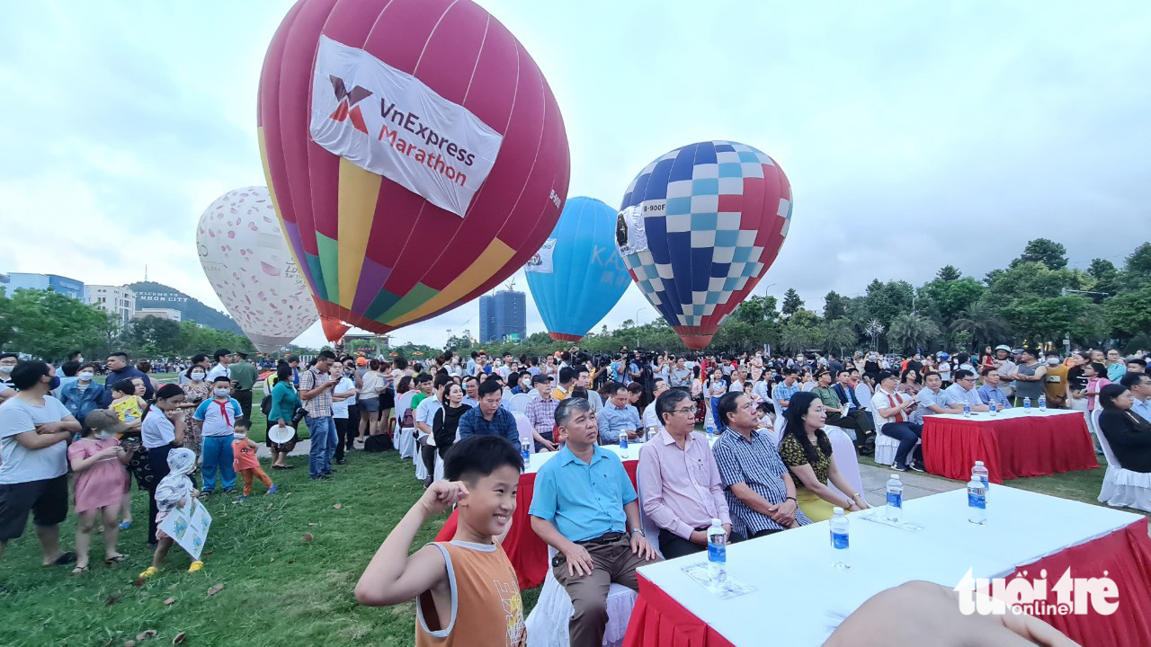 Colorful hot-air balloons fill sky over Quy Nhon in Vietnam