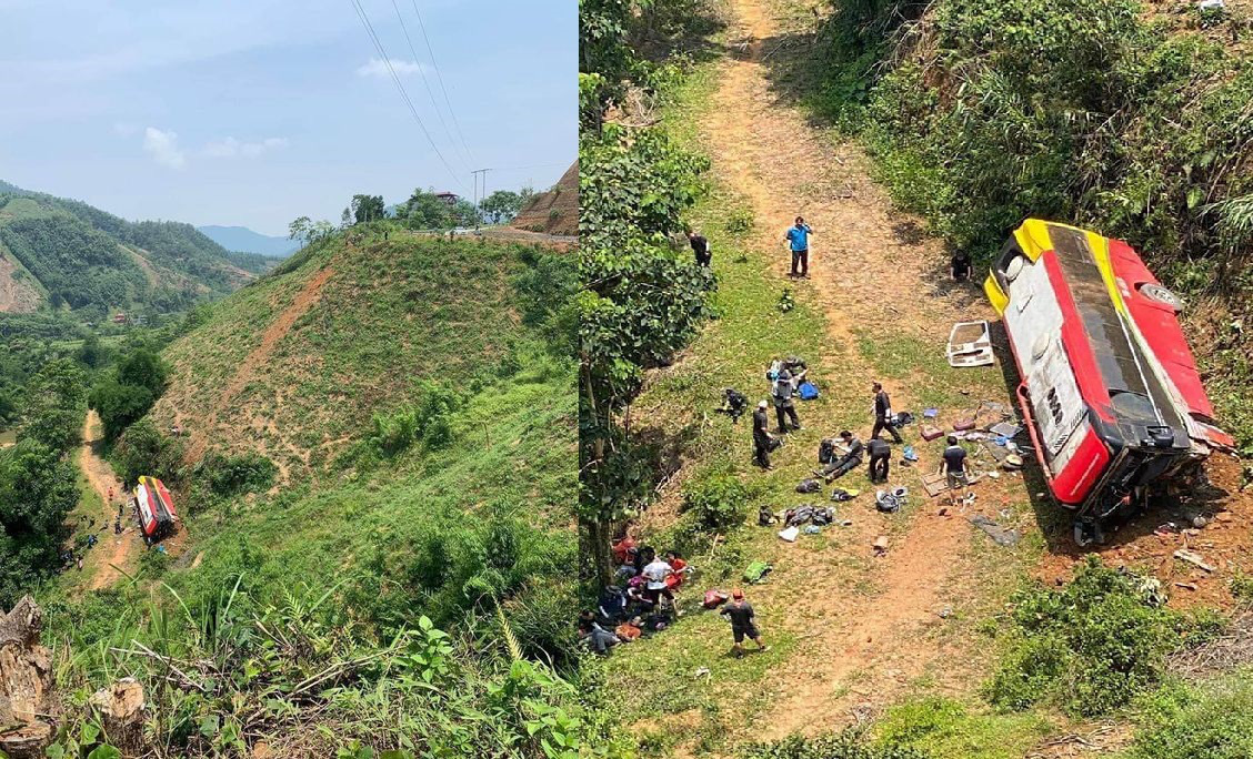 Bus with foreigners aboard falls off hill in Vietnam's Phu Tho, injuring 3