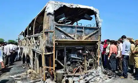 India bus fire kills at least 25, injures eight