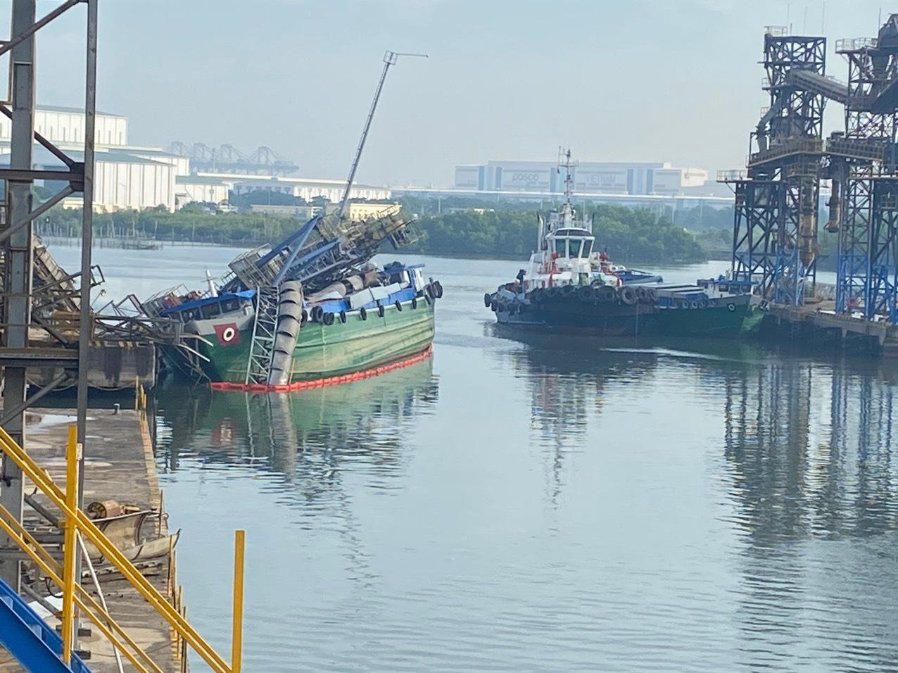 Cargo ship collision damages southern Vietnamese dock