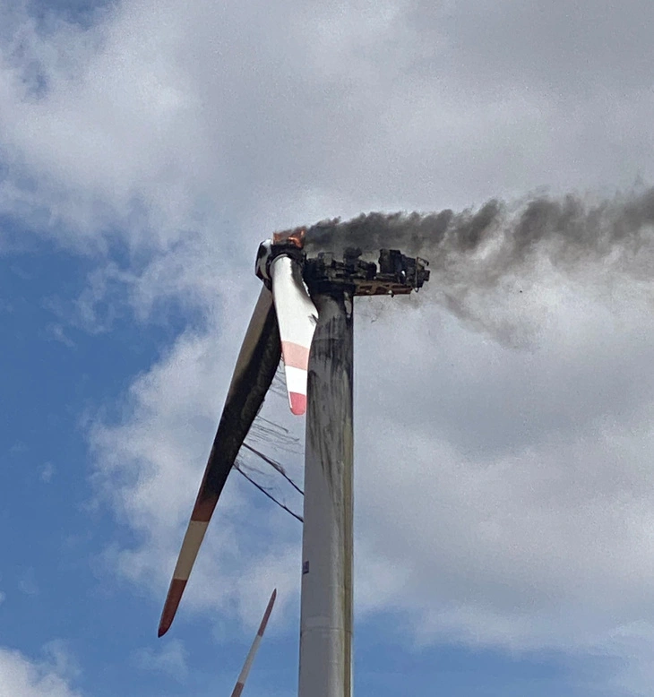 Wind turbine catches fire, loses blade in south-central Vietnam
