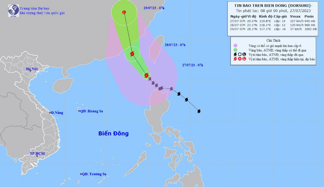 Storm Doksuri enters East Vietnam Sea, brings rain to southern Vietnam