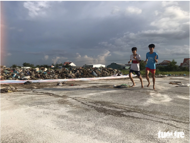Garbage piles high at Vietnam stadium following landfill closure