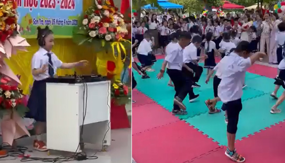 Da Nang elementary students steal social media spotlight for DJing, dancing during school ceremony