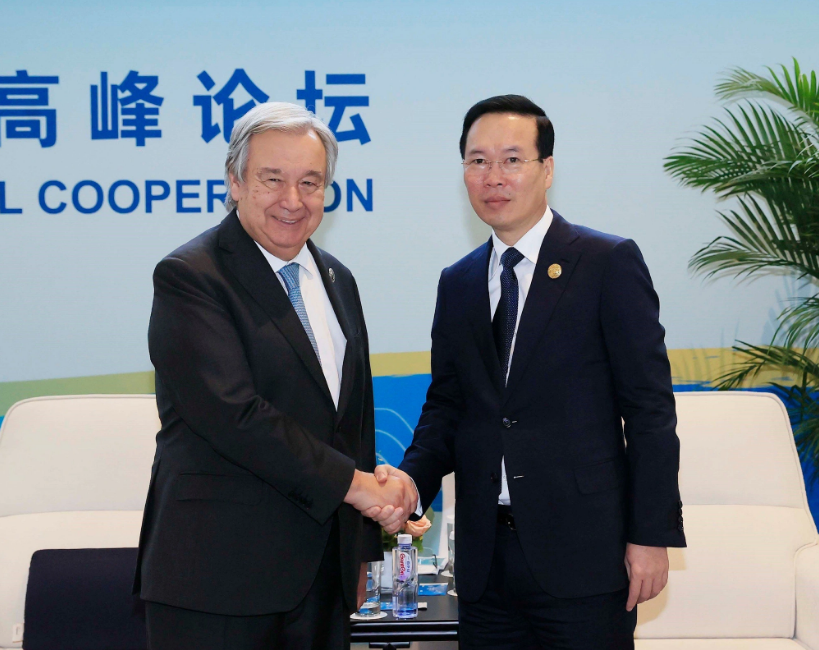 Vietnamese state president meets UN secretary-general in China