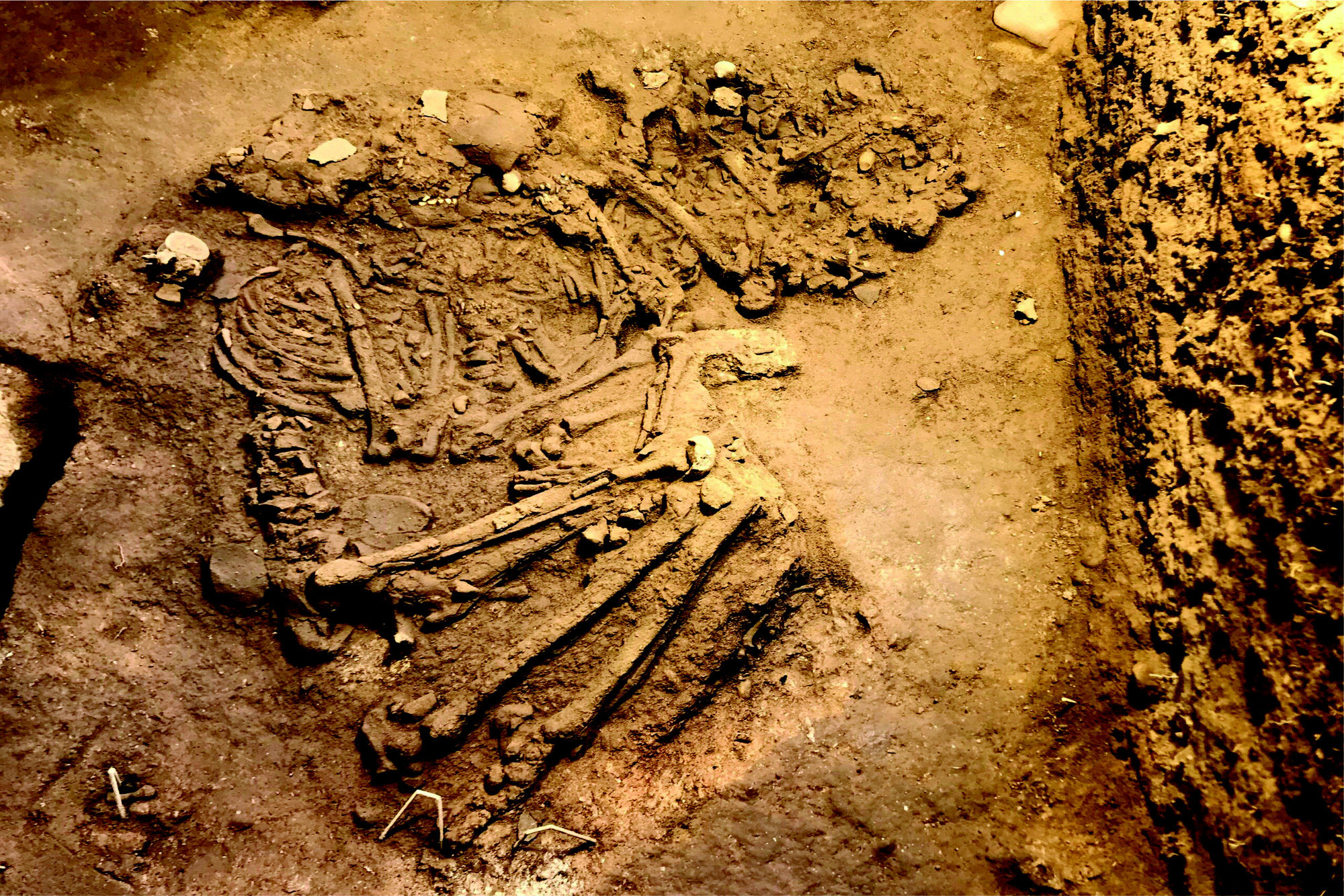 Human remains found in Tam Chuc Pagoda Complex in Kim Bang District of Ha Nam Province, northern Vietnam, March 2023. Photo: Vietnam Institute of Archaeology
