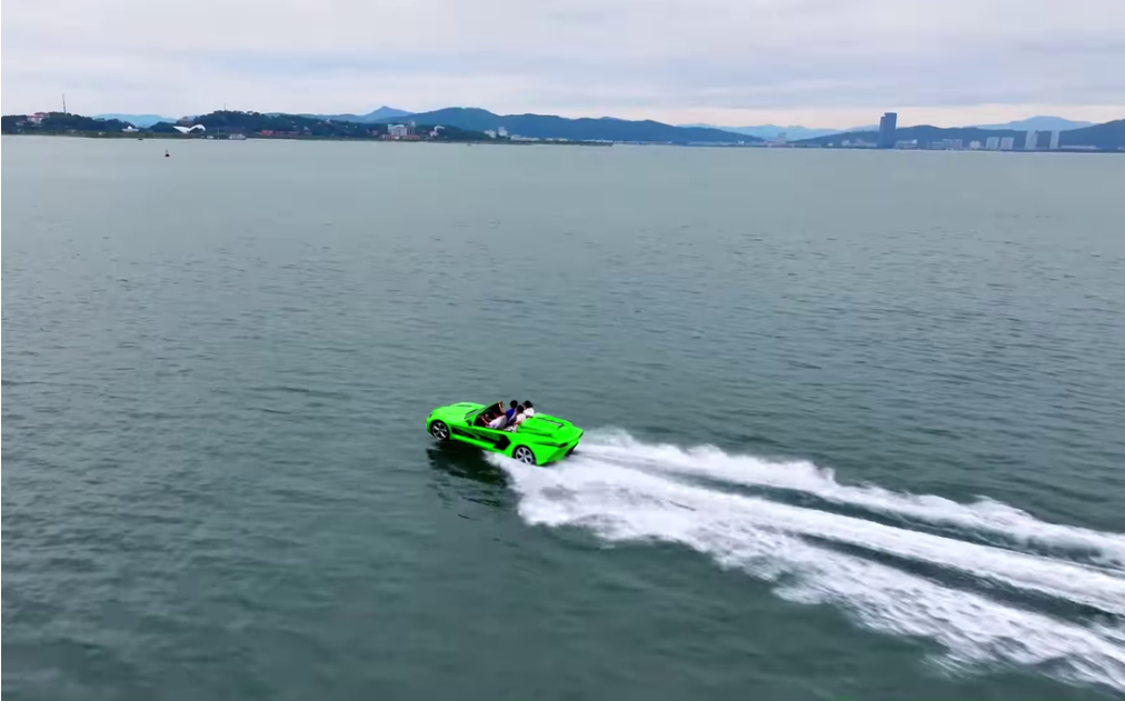 A screenshot captured from a video indicates the vehicles which look like ‘supercars’ and can run at a high speed on water.