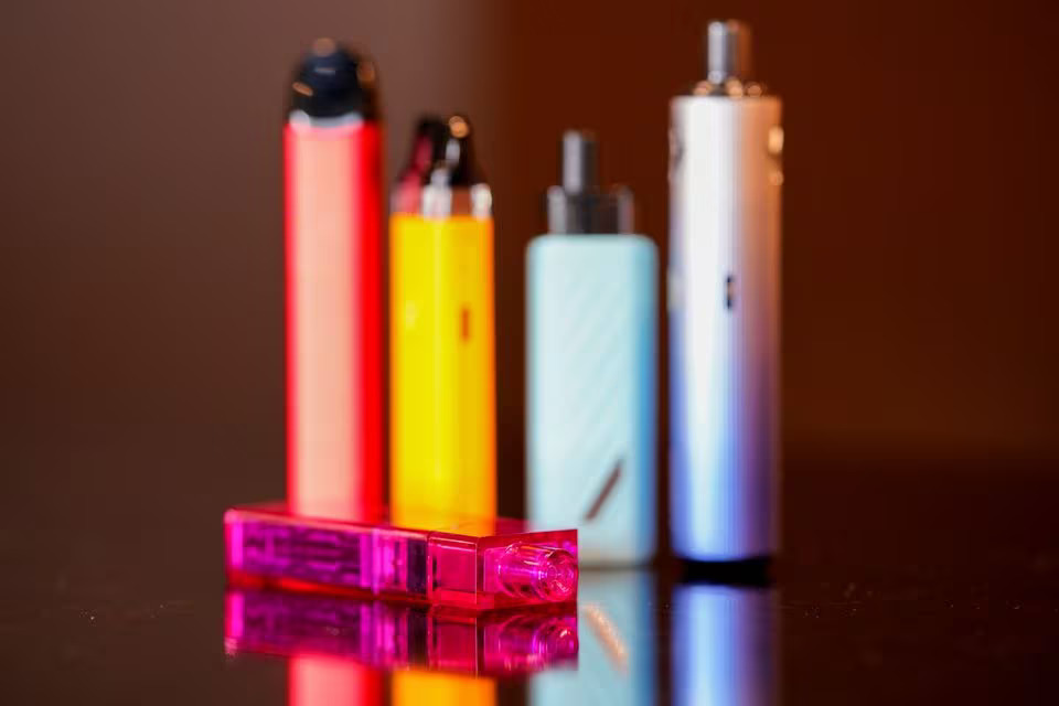 Vape pens are pictured on a counter at a vape store, in Melbourne, Australia, May 2, 2023. Photo: Reuters