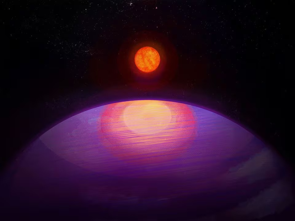 An undated handout image shows an artistic rendering of the possible view from the planet LHS 3154b toward its low mass host star LHS 3154. Photo: Reuters