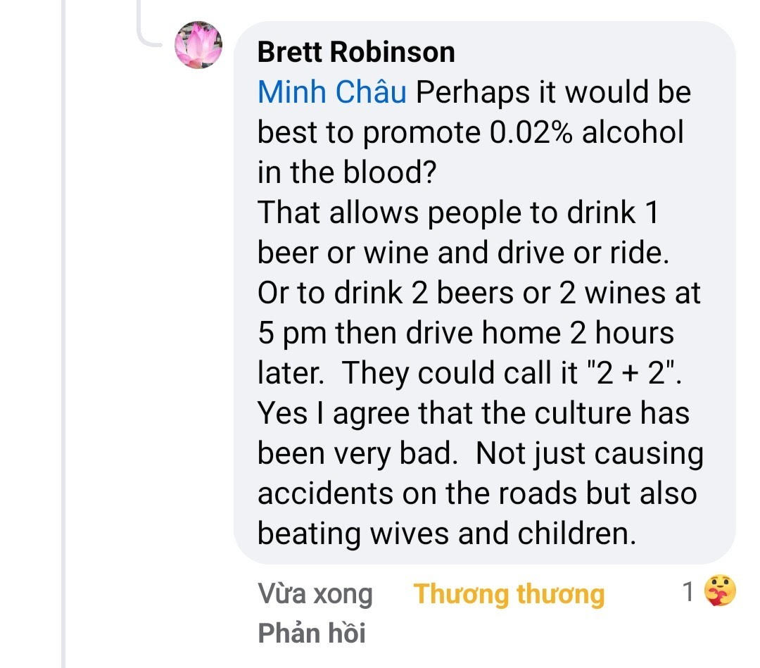A screeshot of an answar by a foreigner responding to the three-day online survey conducted by Tuoi Tre News in various Facebook groups of foreigners residing in Vietnam. Photo: Minh Chau / Tuoi Tre News