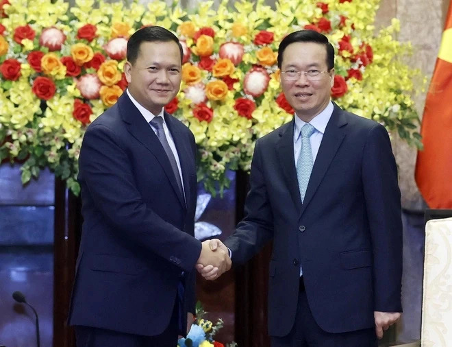 Vietnamese state president, NA chair receptions for Cambodian PM