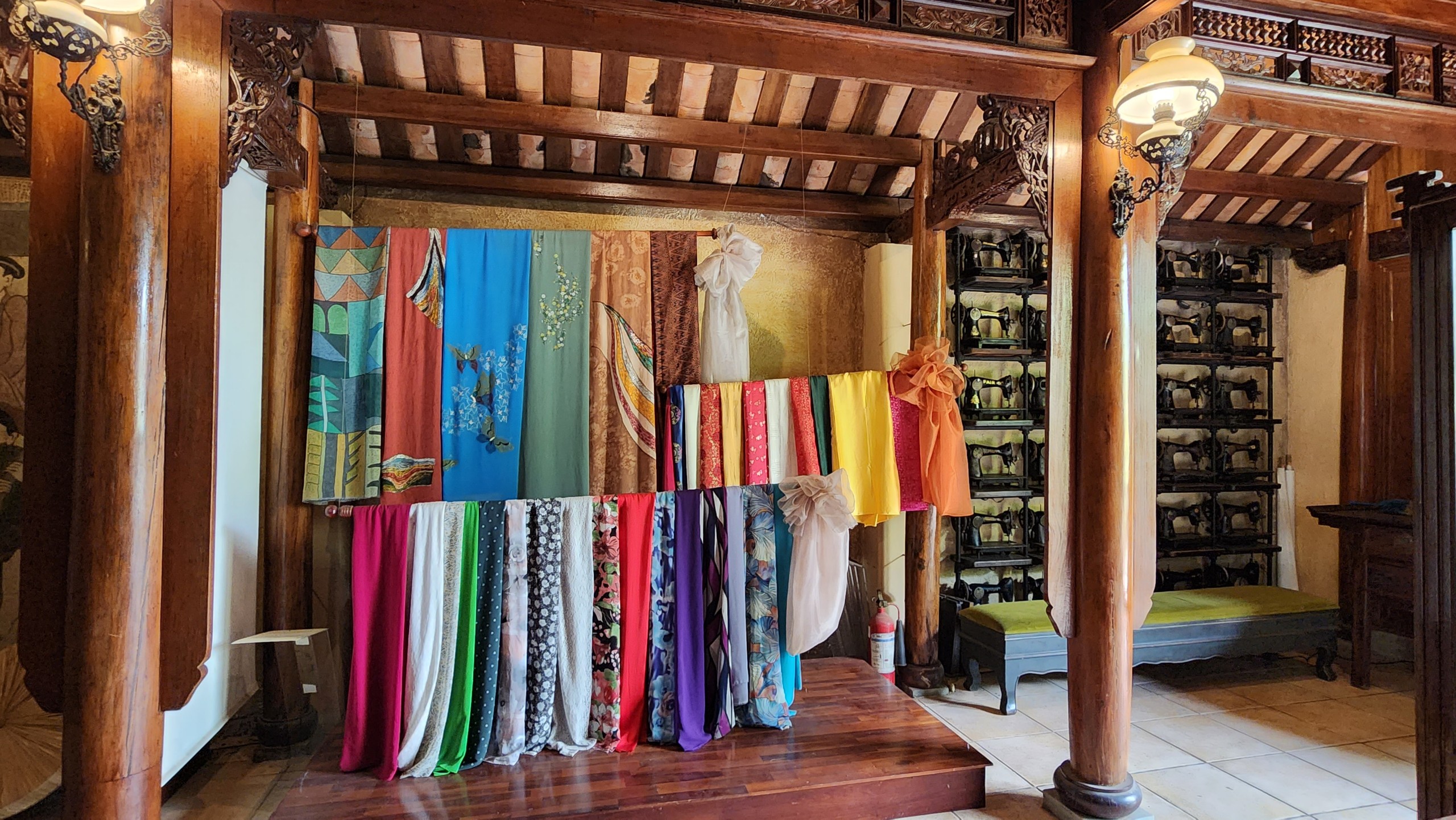 Fabric used to make ao dai is displayed at the museum. Photo: Minh Chau / Tuoi Tre News