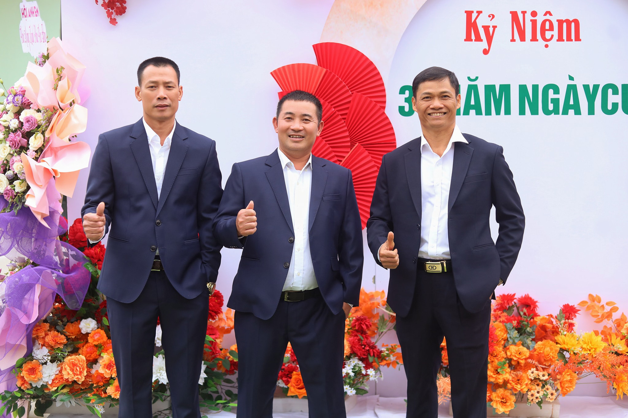 Three close boyfriends at their 30th wedding anniversary in Bac Giang Province, northern Vietnam. Photo: Kun Mon