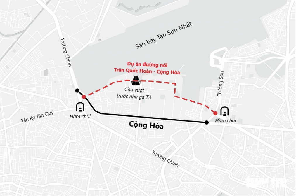 The tunnel is part of a road linking Tran Quoc Hoan and Cong Hoa Streets in Tan Binh District, which is expected to tackle congestion in the Tan Son Nhat International Airport area.