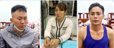 Zhao Xin (L), Duong Thuy Ai (M) and Nguyen Khanh Vi are seen in police custody in Binh Duong Province, southern Vietnam. Photo: Binh Duong Province Police