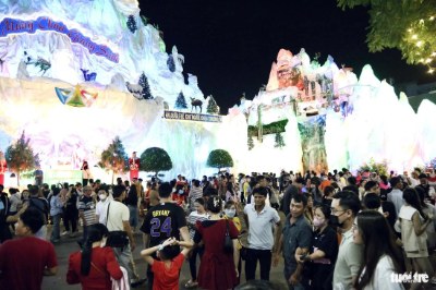 Binh An Church in District 8, Ho Chi Minh City, southern Vietnam, is packed with Catholic followers and visitors during Xmas Eve, December 24, 2023.